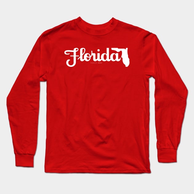 Florida - Vintage Lettering (White) Long Sleeve T-Shirt by deadmansupplyco